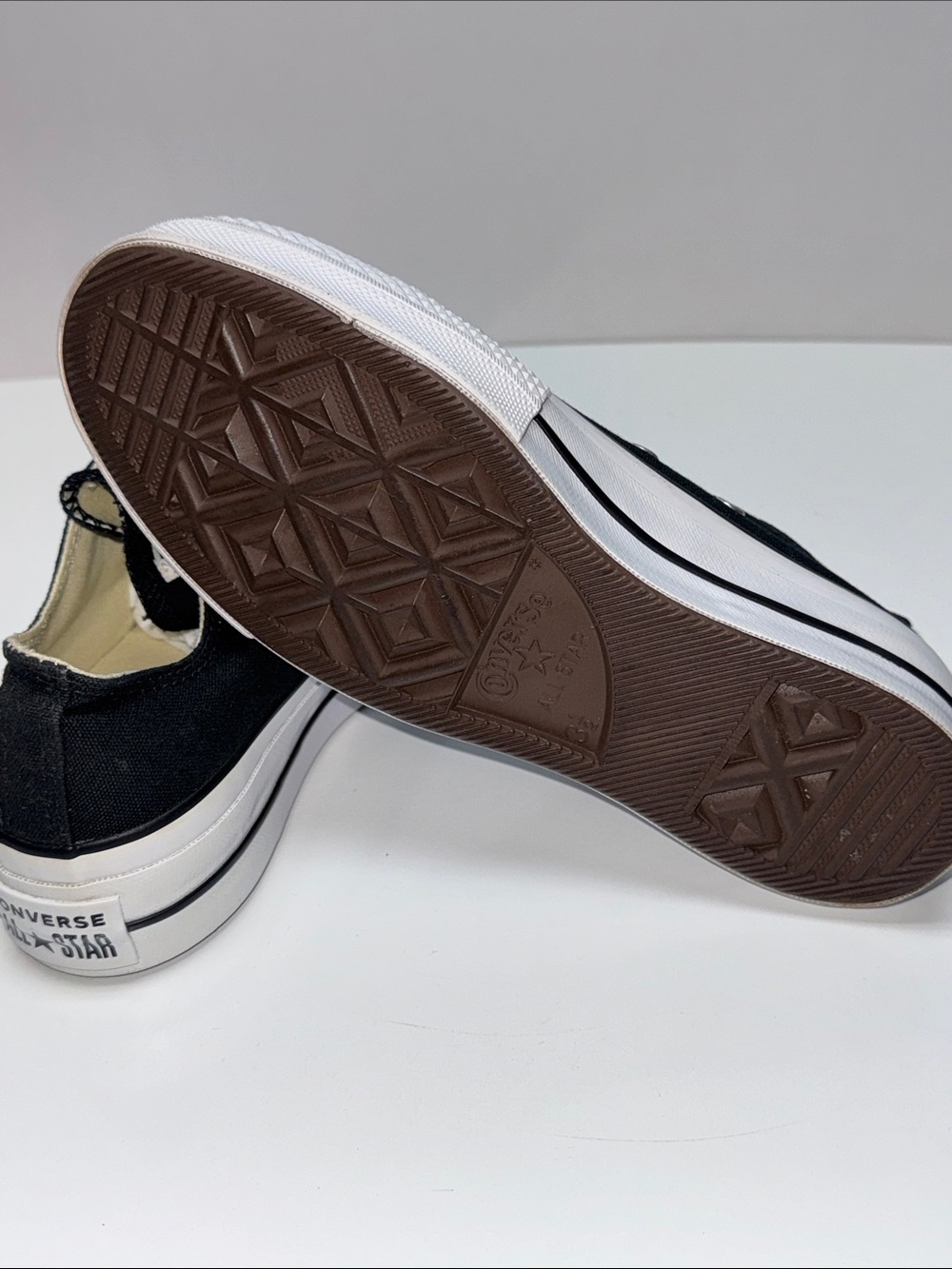 Converse Low-Top Platform Sneakers in Black and White - Picture 4 of 8